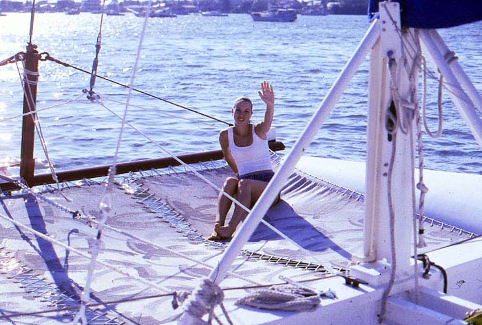 wooden sailboat ,pretty girl sailboat,catamaran trampoline,