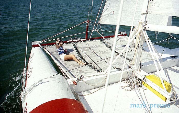  catamaran trampoline ,wooden sailboat